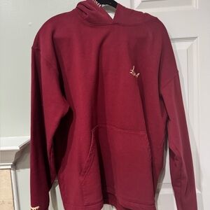 Men's Burgundy Oversized Hoodie Sweatshirt.  Lucali Pizza Merch